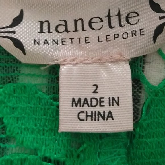 Nanette Lepore Green Lace Dress Asymmetrical Hem - Picture 4 of 4